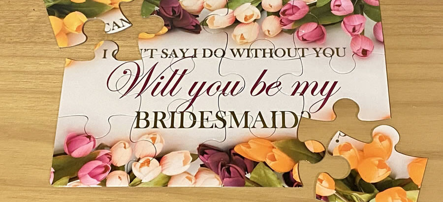 12 piece personalised jigsaw puzzle- invitation puzzles- personalised wedding puzzles- will you be my bridesmaid puzzle